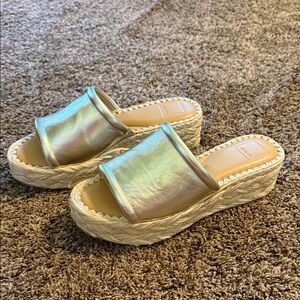 Dolce Vita Metallic Gold Espadrille Slides